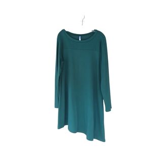 Korsis Green Long Sleeved Asymmetric Hem Midi Dress Size 2XL